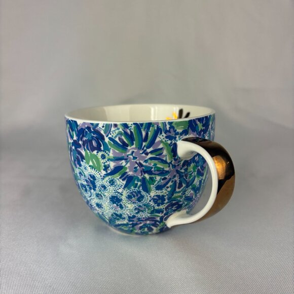 Lilly Pulitzer Blue Floral Ceramic Mug with Gold Handle - 12 oz Never used RARE - Picture 10 of 10